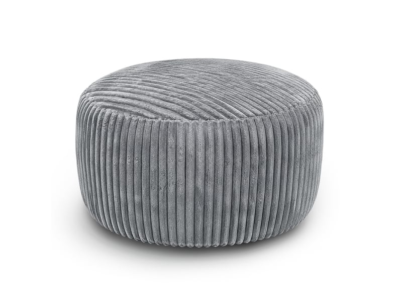  Fauteuil pouf rond 1 place garni de mousse à mémoire de forme, en velours côtelé gris clair, 100 × 100 × 50 cm  - Conforama A