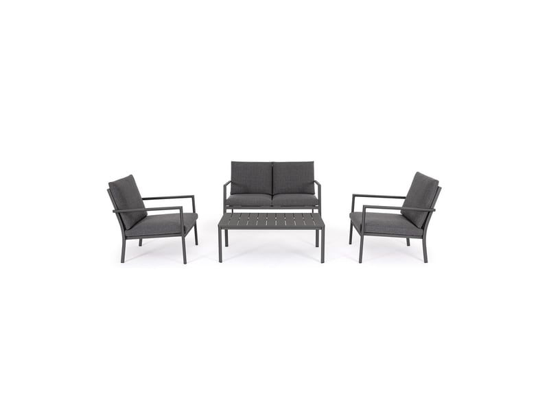  Salon de jardin moderne chaises canapé table basse en aluminium konnor - anthracite  - Conforama B