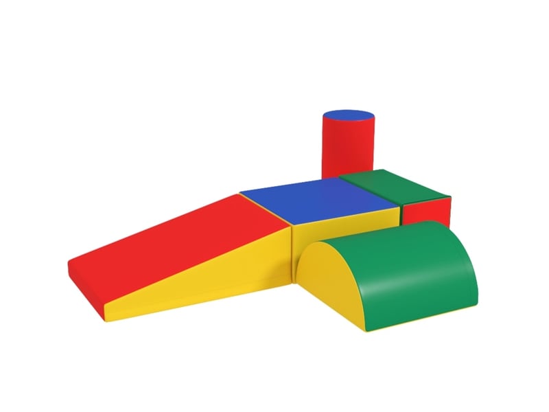  Jeu de motricité en mousse 5 pièces 40,6x40,6x20,3 cm multicolore en simili cuir, escalade et rampe enfant  - Conforama A