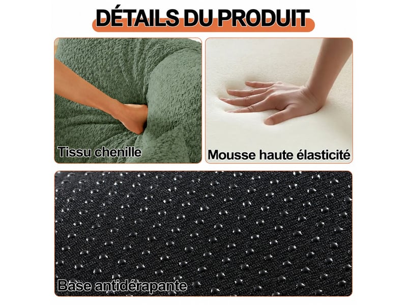  Canapé-lit 2-en-1 en chenille avec rangement dans l’accoudoir, 3 cadres métalliques et plusieurs configurations Fay Lum - Conforama E