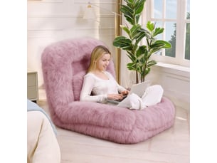 Fauteuil lit de sol inclinable 5 positions 102 x 89 x 88 cm – lit panier géant humain transformable avec coussin lombaire – peluche – rose