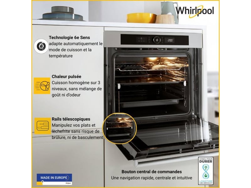  Four encastrable electrique 73 l pyrolyse a+, controle tactile led, chaleur pulsée et grill, 16 programmes OAKZ97961SPIX - Conforama C