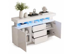 Buffet 2 porte(s)  3 tiroir(s) HAVRYA  - 140 cm coloris blanc 