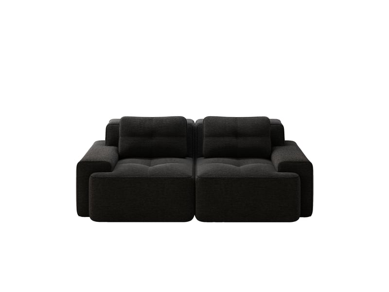  Canapé convertible, canapé-lit – 2 places, assise profonde, noir, sans cadre, style cloud, en velours tricoté  - Conforama W