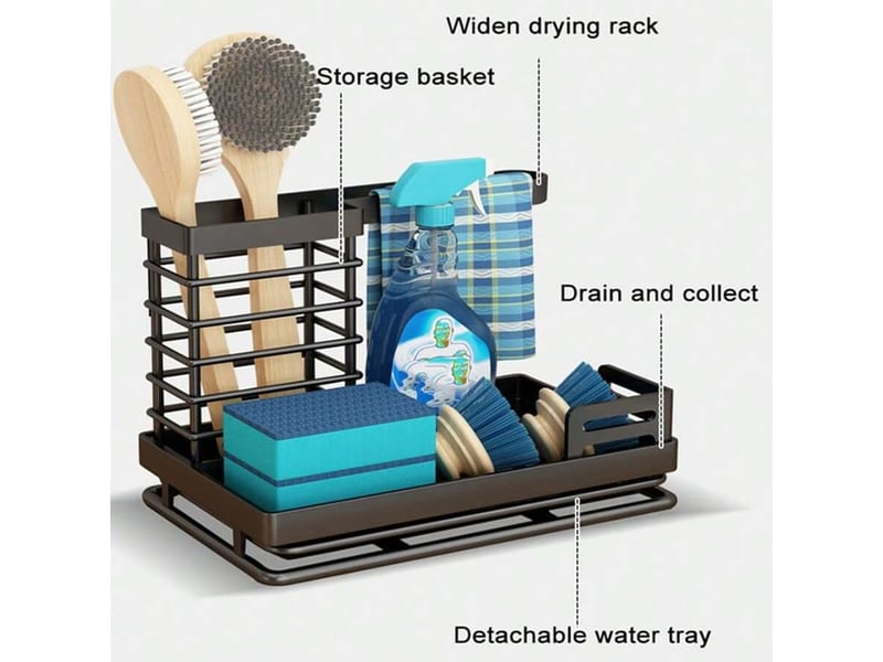  Support de chiffon de cuisine - organisateur de brosse de nettoyage - support de chiffon de cuisine multifonctionnel - égouttoir d'éponge à vaisselle  - Conforama C