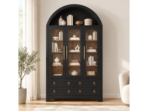 Buffet 3 porte(s) 4 tiroir(s) <strong>BEAOK</strong> <strong></strong> - 110 cm coloris noir