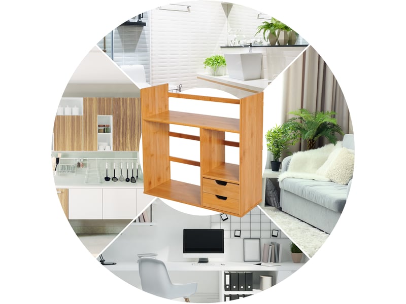  Étagère livre bureau bibliothèque stockage organisateur bureau cuisine salle de bain bois de naturel bambou  - Conforama R