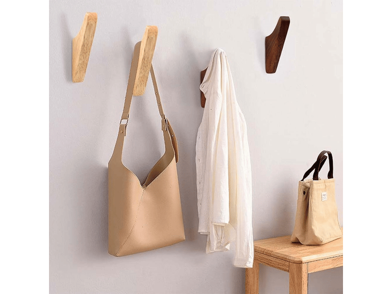  Lot de 5 patères en bois, crochets à serviettes muraux, porte-manteau d'entrée créatif, gris  - Conforama D