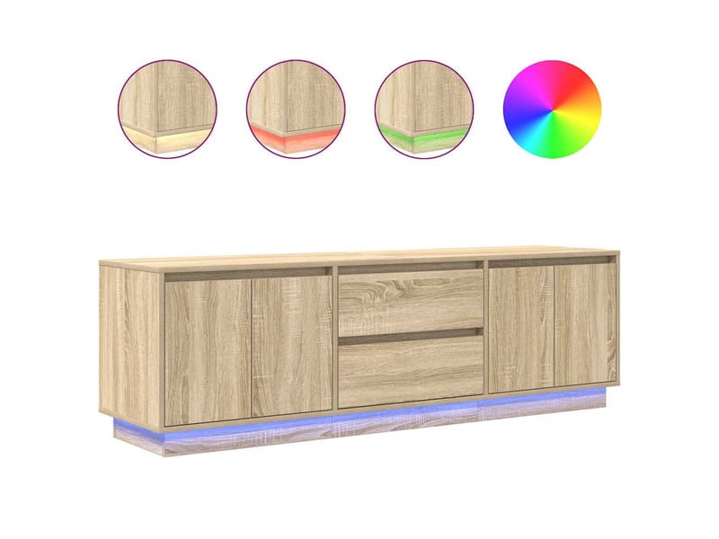  Meuble tv - banc tv - meuble de rangement avec lumières led chêne sonoma 160,5x41x50 cm  - Conforama A