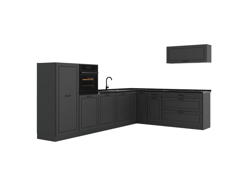  Vicco cuisine en angle, anthracite campagneanthracite, 327 x cm plan de travail anthracite  - Conforama A