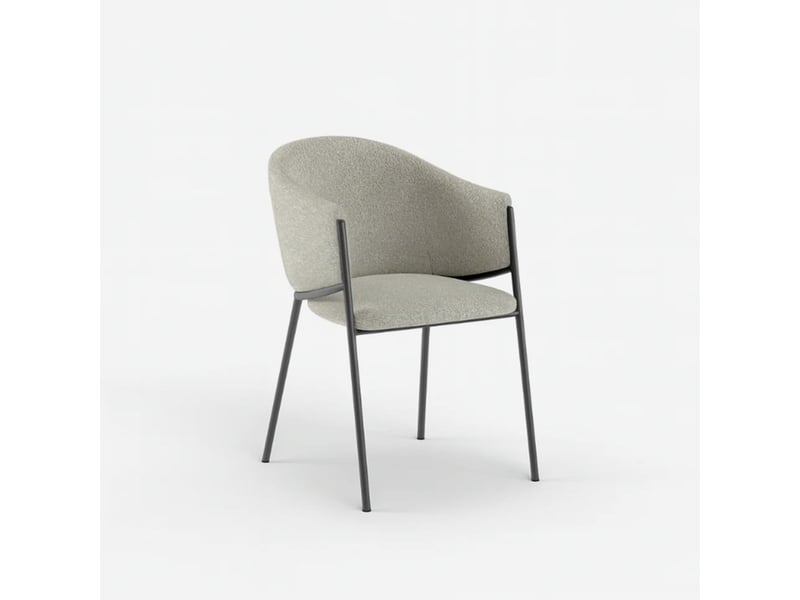  Lot de 2 chaises rembourrées en tissu bouclette easy-clean duna - gris  - Conforama C
