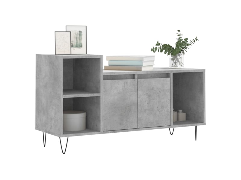  Meuble tv - banc tv - meuble de rangement gris béton 100x35x55 cm bois d'ingénierie  - Conforama C