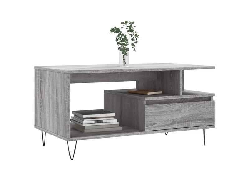  Table basse - table de salon - table à thé sonoma gris 90x49x45 cm bois d'ingénierie  - Conforama C