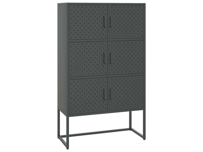  Buffet haut, meuble de rangement salon anthracite 80x35x135 cm acier  - Conforama A