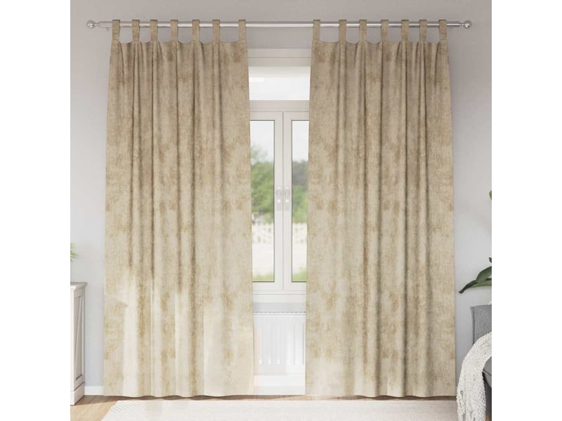  Lot de 2 rideaux en velours, rideaux de fenêtre crème 245 x 140 cm velours cf44192  - Conforama B