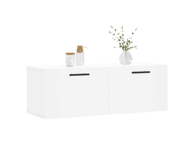  Armoire murale salon, meuble de rangement blanc 100x36,5x35 cm bois d'ingénierie  - Conforama C