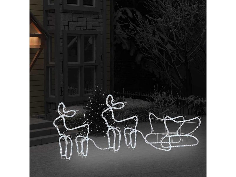  Décoration de noël d'extérieur renne et traîneau 576 led  - Conforama C