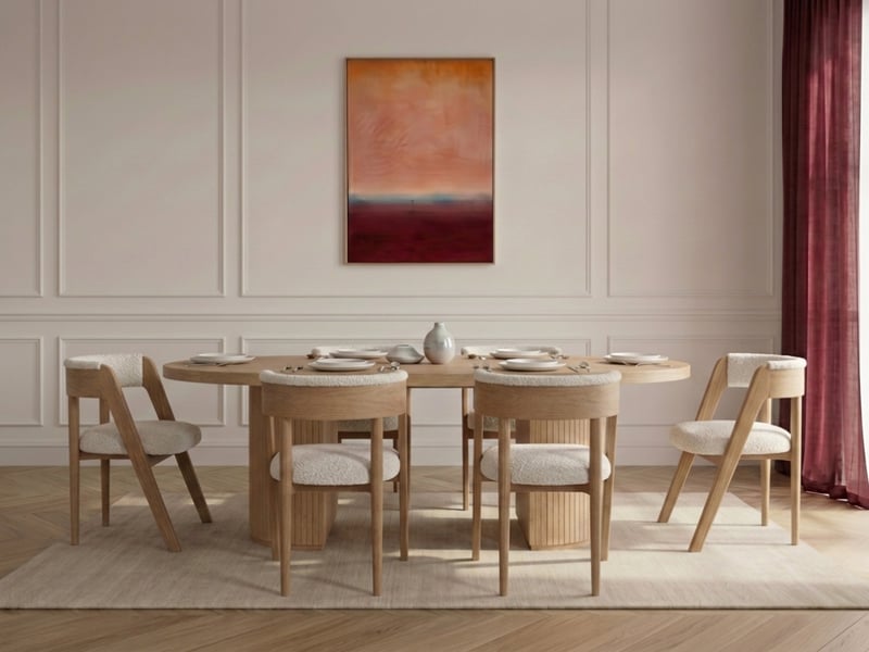 Bobochic ensemble prado avec table à manger extensible avec rangements 120 à 204 cm + lot de chaises bastide placage chêne massif marron clair PRADO - Conforama B