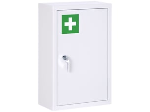 Armoire à pharmacie murale en acier, armoire à médicaments à 3 niveaux porte verrouillable 2 clés, 30x14x46cm, blanc