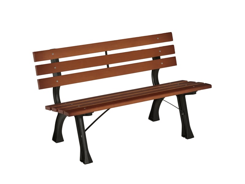 Banc 2 places, pour jardin et terrasse, en fonte d'aluminium et bois naturel, 120 x 57 x 70 cm, marron - Conforama A