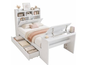 Lit simple 90x200 cm <strong>OKMYHOME</strong>  <strong></strong> coloris blanc