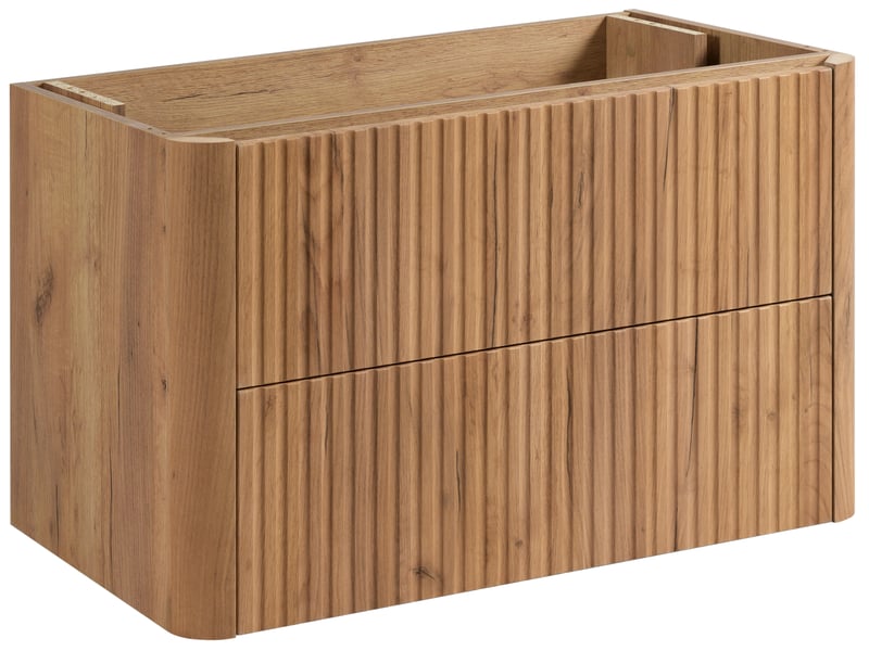  Meuble sous vasque suspendu linea 80 cm chêne craft d'or  - Conforama A