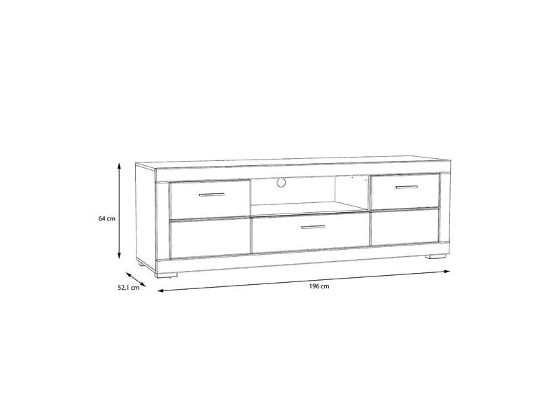 Meuble tv blanc avec portes, tiroir et étagères 196x64 snow  - Conforama E