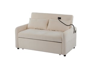 Canapé droit convertible MODENVIE 2 places Tissu beige