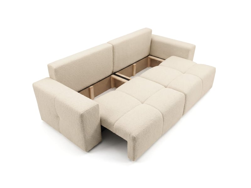  Celine - canapé droit 3 places convertible en bouclette  - Conforama D