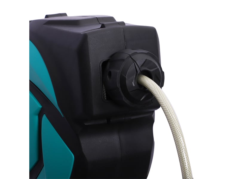  Enrouleur mural de tuyau 10 m – 28 x 14 x 34 cm – vert et noir – pivotant à 180° avec douchette 7 jets  - Conforama B