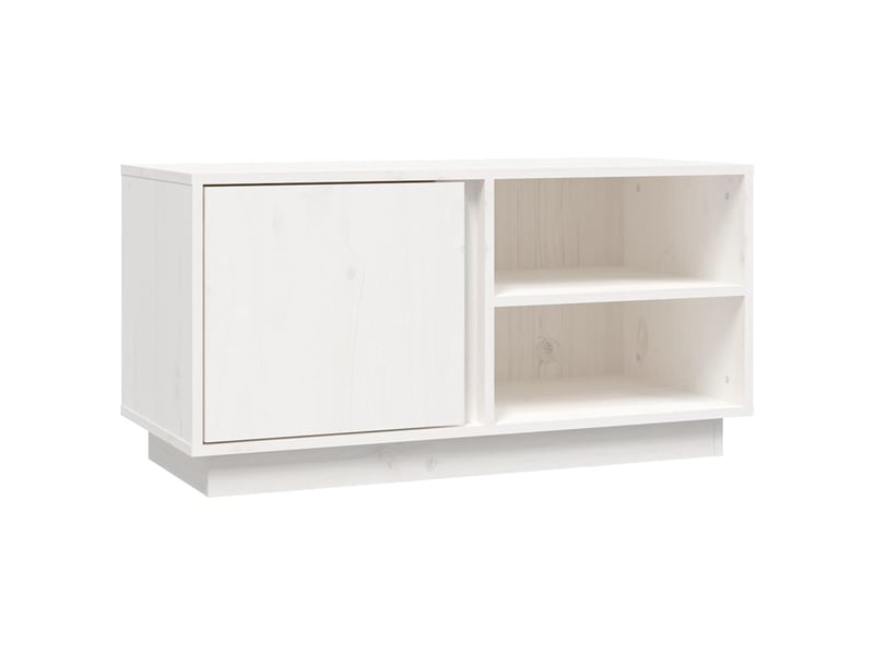  Meuble tv - banc tv - meuble de rangement blanc 80x35x40,5 cm bois de pin massif  - Conforama A