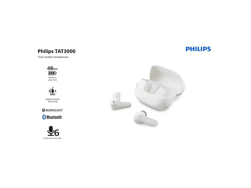  Écouteurs true wirelessphilips tat3000wt blanc  - Conforama B