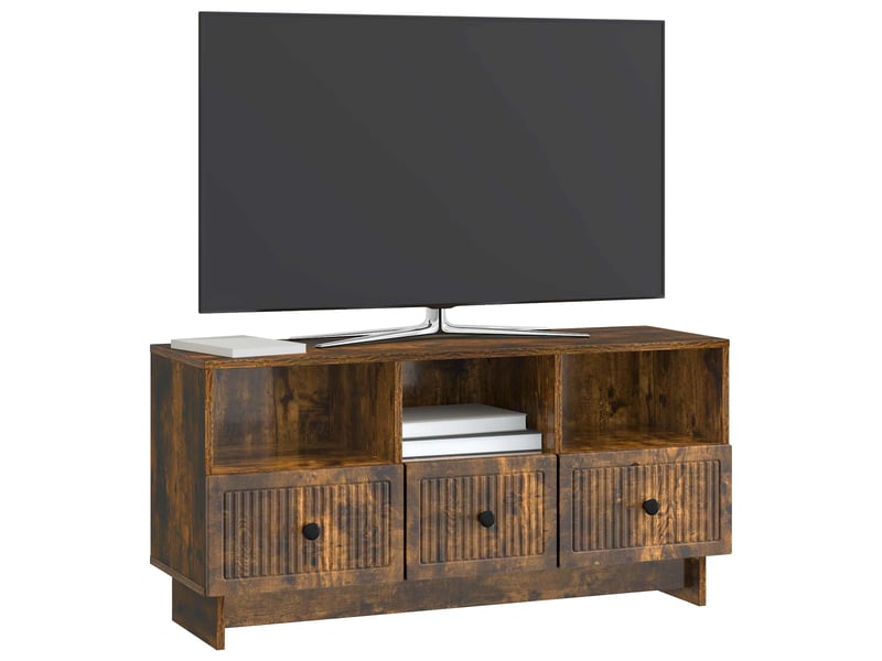  Meuble tv - banc tv - meuble de rangement chêne fumé 102 x 34,5 x 50 cm bois d'ingénierie  - Conforama C
