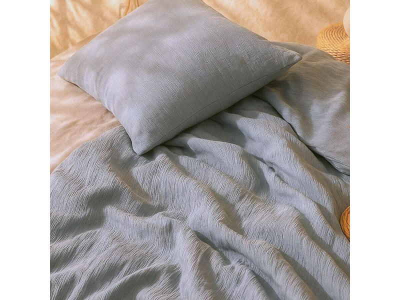  Parure housse de couette 260x240cm + 2 taies 100% gaze de microfibre uni bleu pétrole - nathea NATHEA - Conforama C