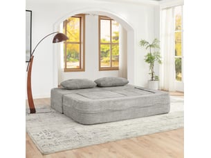Canapé modulable 3 places convertible 199x194x39 cm en tissu gris clair