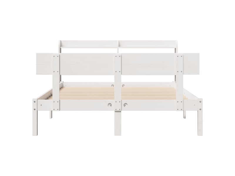  Lit double- lit adulte -  cadre de lit sans matelas blanc 160x200 cm bois de pin massif  - Conforama C