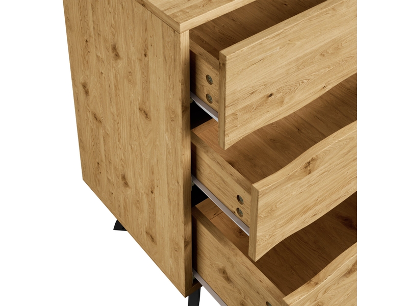  Commode 6 tiroirs – effet bois, pieds en métal, grand espace de rangement, design minimaliste – 120 x 40 x 75,5 cm  - Conforama E