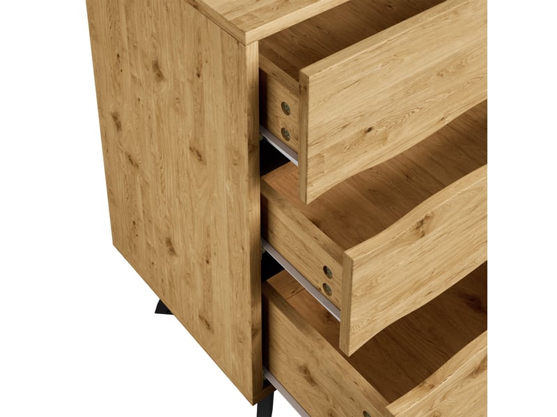  Commode 6 tiroirs – effet bois, pieds en métal, grand espace de rangement, design minimaliste – 120 x 40 x 75,5 cm  - Conforama E