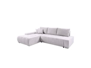 Canapé d'angle gauche convertible ULTRA  4 places Velours côtelé gris avec coffre de rangement