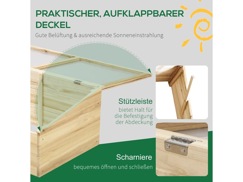  Serre en bois pour semis - naturel - bois de sapin - plaque pc - protection contre vent et pluie 100x50x35cm - Conforama E