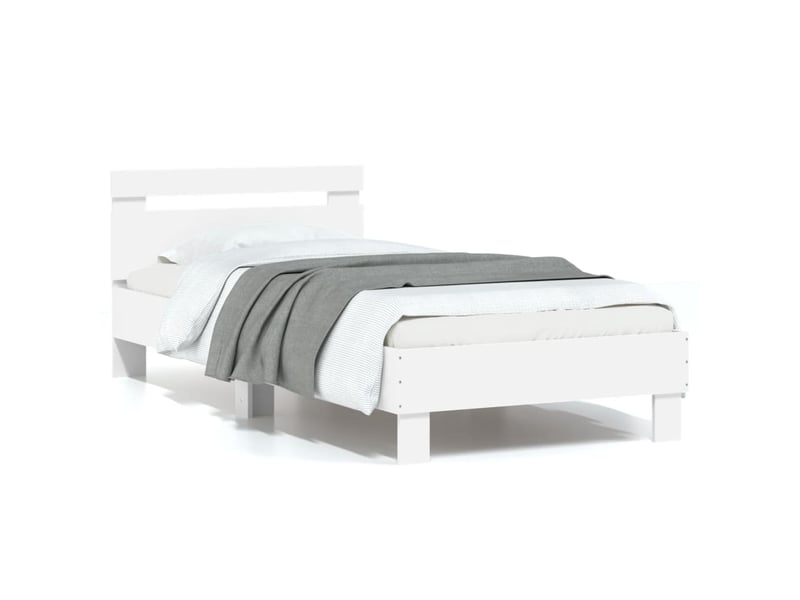  Lit simple- lit adulte -  cadre de lit sans matelas avec tête de lit blanc 90x190 cm  - Conforama A