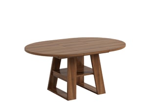 Table à manger extensible ronde 150x110x75 cm avec rangement, mdf, couleur noyer foncé, table peut être agrandie pour