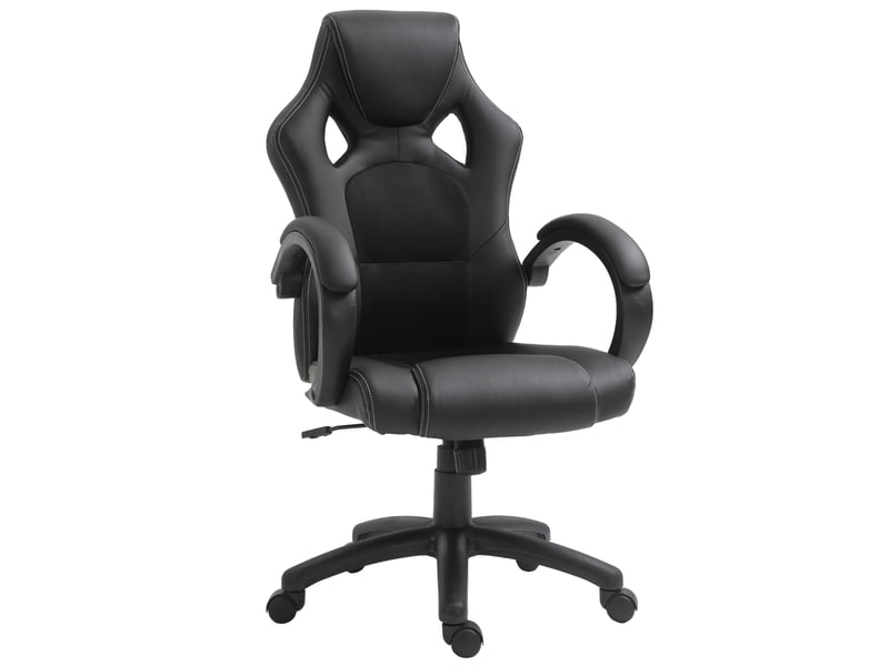  Fauteuil de gaming à hauteur réglable avec fonction bascule pivotant et inclinable 71x61x108-118 cm noir  - Conforama E