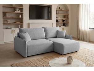 Canapé d'angle réversible convertible CASANOVA 3 places Tissu Gris clair