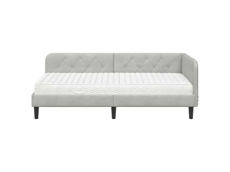  Lit simple- lit adulte -  cadre de lit d'angle gris clair 90 x 200 cm velours  - Conforama D