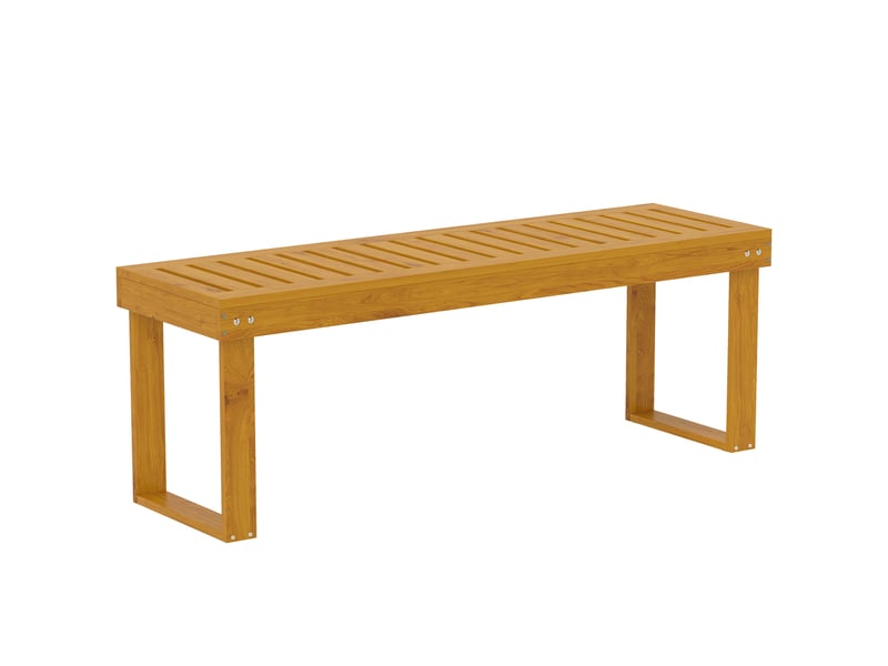 Banc de jardin en bois 2 places avec assise à lattes, capacité de charge 300 kg, pour usage extérieur, 120 x 34 x 43 cm, teck  - Conforama B