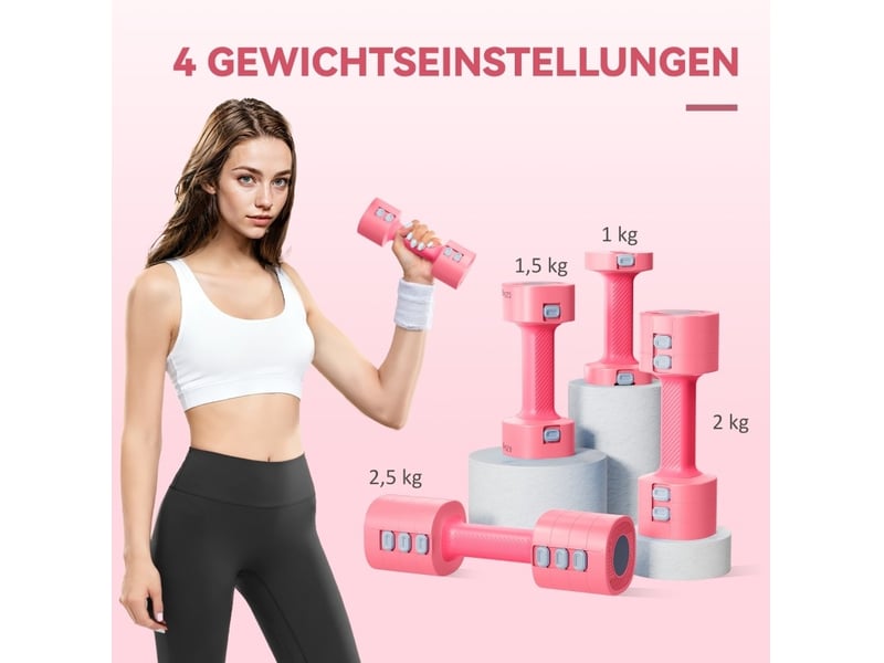  Set de 2 haltères réglables 26,6 x 7,5 x 7,5 cm rose abs, de 1 à 2,5 kg par haltère, forme carrée  - Conforama B