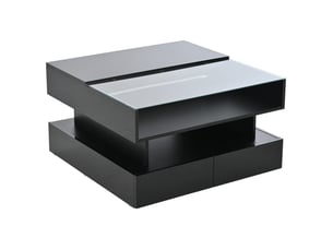 Table basse 80x80x45 cm relevable à rangement panneau de particules noir