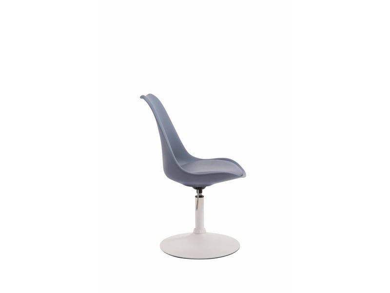 Chaise de salle à manger x1 pivotante hauteur réglable en pvc gris et pied trompette en métal blanc 10_0008274  - Conforama C