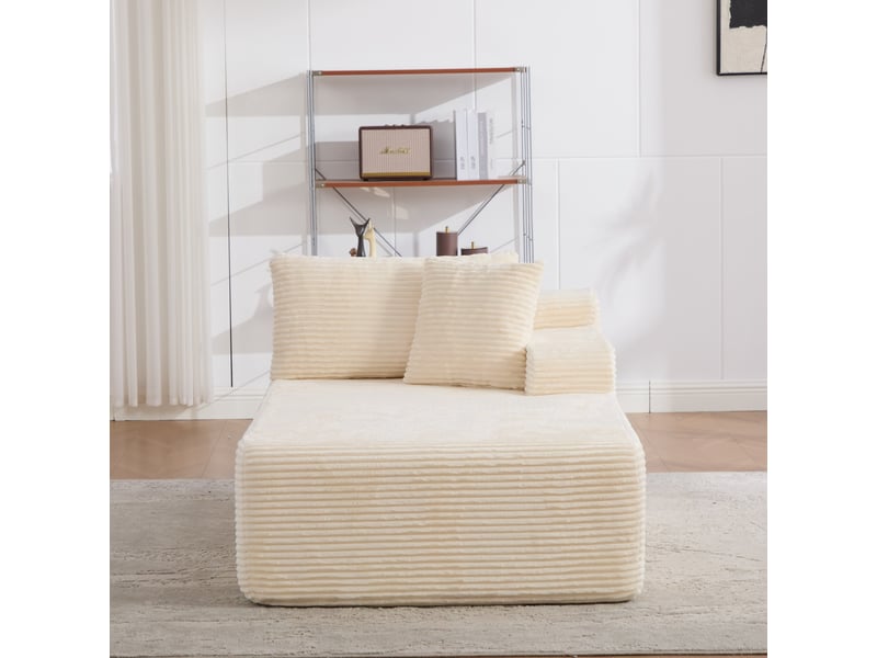  Canapé modulable en chenille ivoire, méridienne généreuse avec mousse haute résilience 30d pour salon et espace détente  - Conforama B